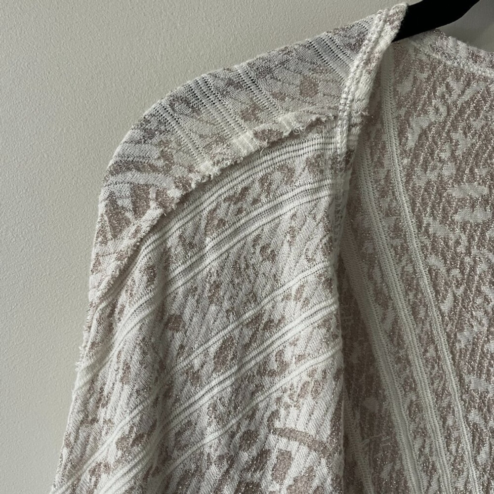 Free People Fringe Open Front Aztec Pattern Mid Length Kimono Gold Small - Picture 4 of 9